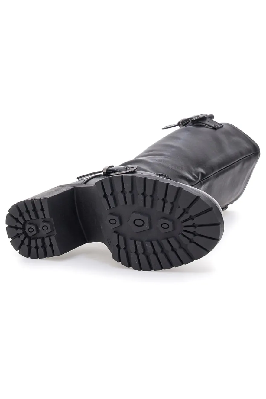 Energy I358 Schwarze Stiefel mit Blockabsatz und Schnalle