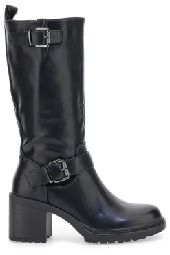 Energy I358 Schwarze Stiefel mit Blockabsatz und Schnalle