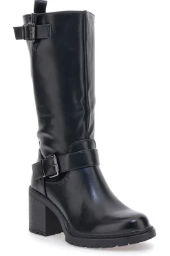 Energy I358 Schwarze Stiefel mit Blockabsatz und Schnalle