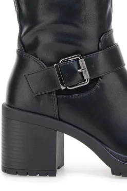 Energy I358 Schwarze Stiefel mit Blockabsatz und Schnalle