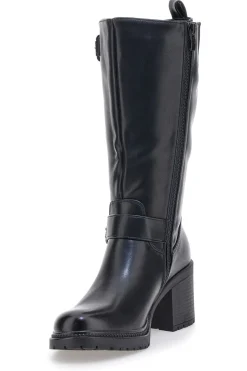 Energy I358 Schwarze Stiefel mit Blockabsatz und Schnalle