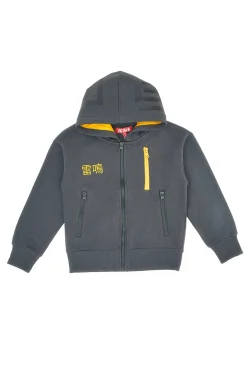 Felpa grigia con cappuccio zip e dettagli gialli Pitt Kids PT-KF-8010