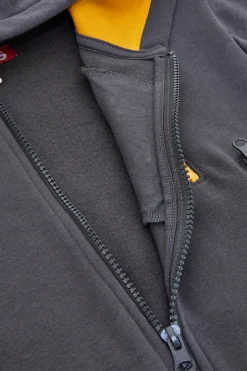 Felpa grigia con cappuccio zip e dettagli gialli Pitt Kids PT-KF-8010