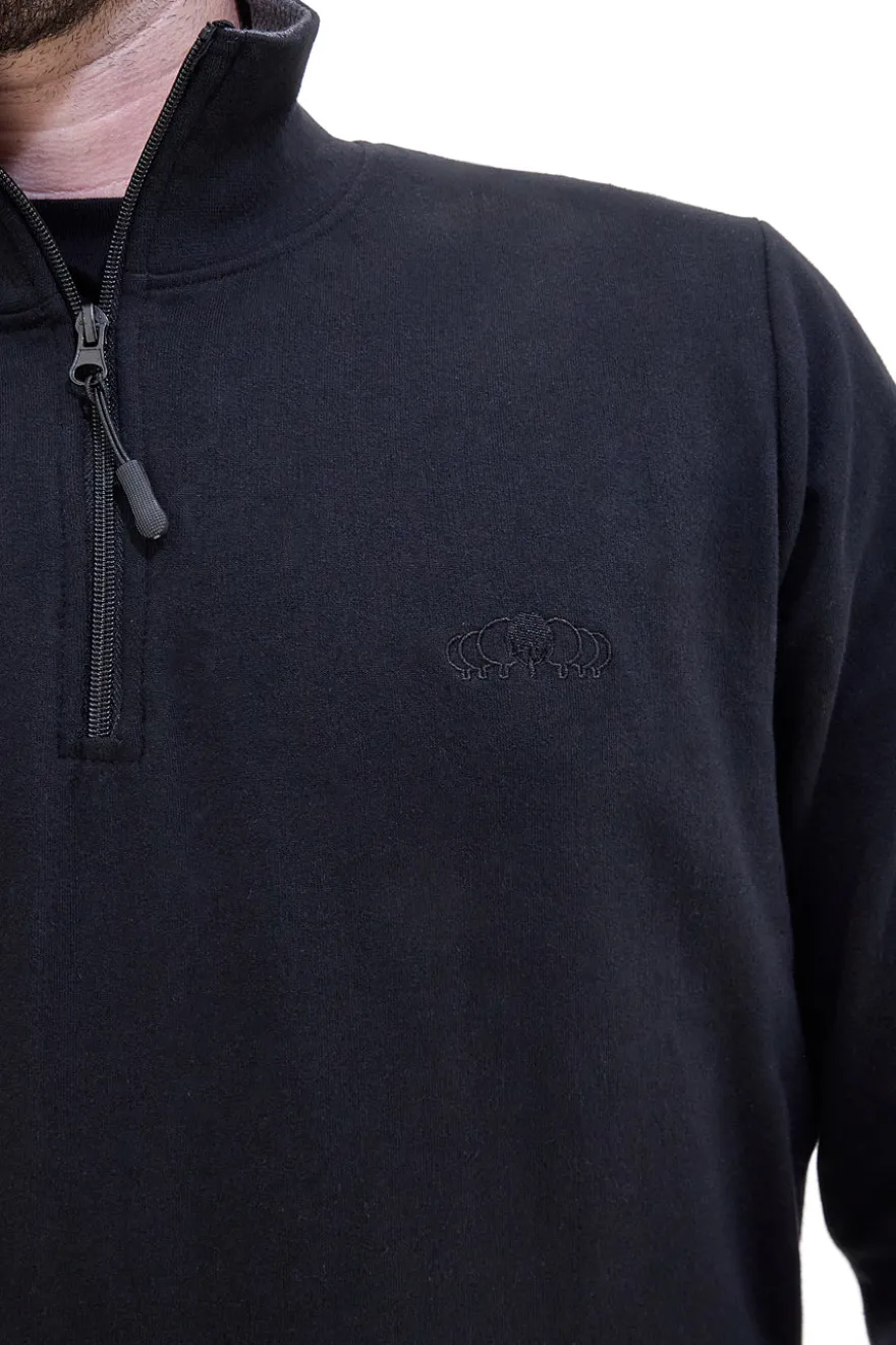 Felpa nera con zip corta interno caldo Sevenoaks NBY319