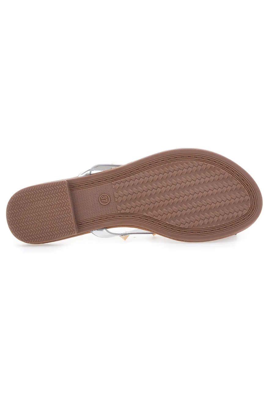 Flip-Flops mit silberner Schleife und Nieten MON DIEU PREA842