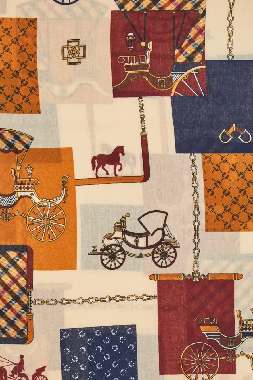 Foulard multicolore con stampa carrozza Roncato 46,003,30