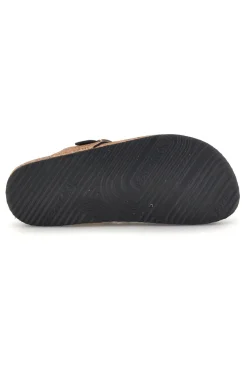 Goldfarbene Zehenstegslipper mit Glitzer und Lederinnensohle Superga S31Y820