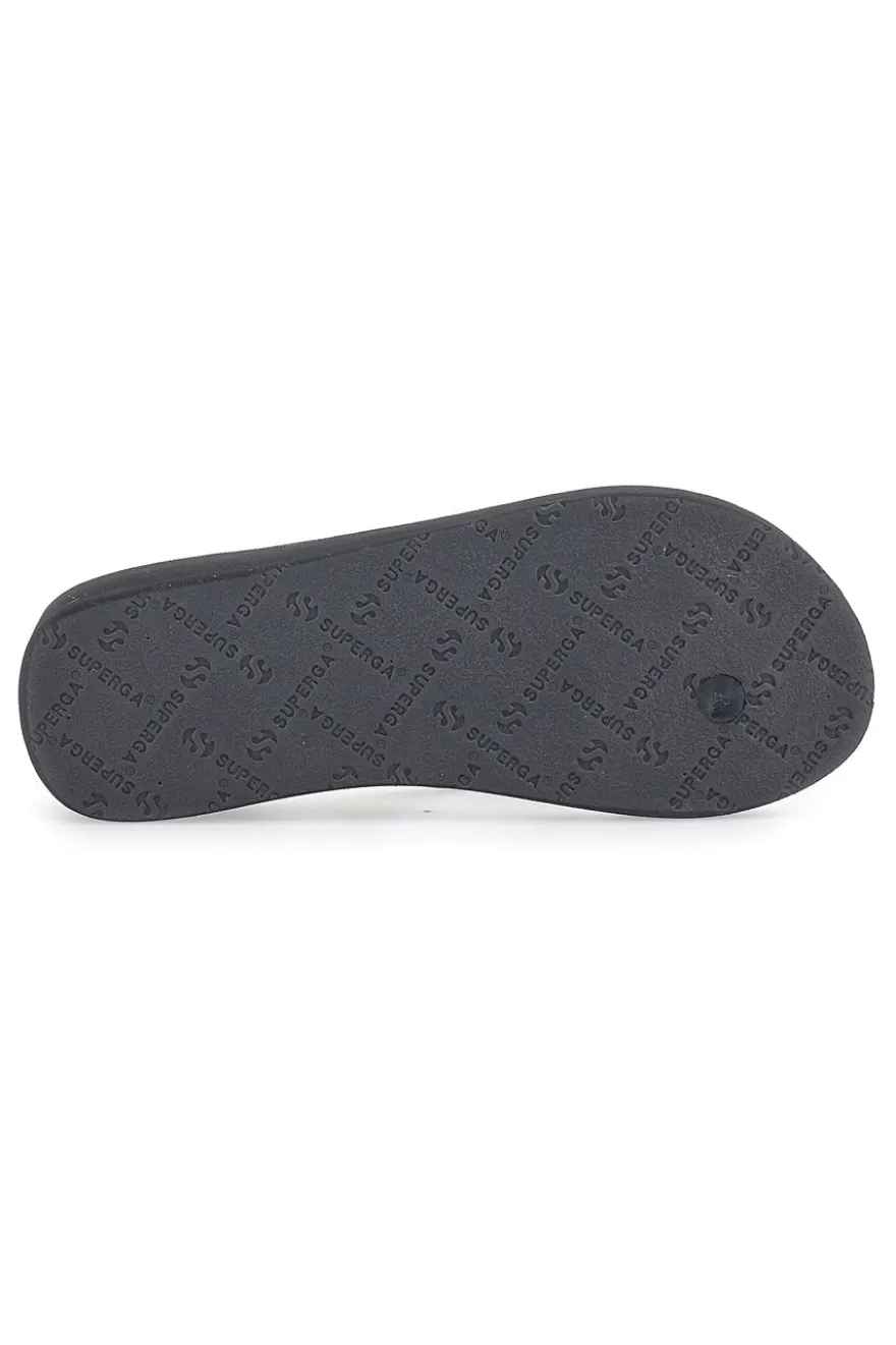 Infradito nere con stampa animalier e suola platform SUPERGA S24T203