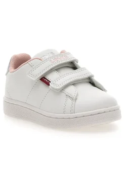 LEVI'S BELL JR MINI – Weiße und rosa Sneakers mit Klettverschluss