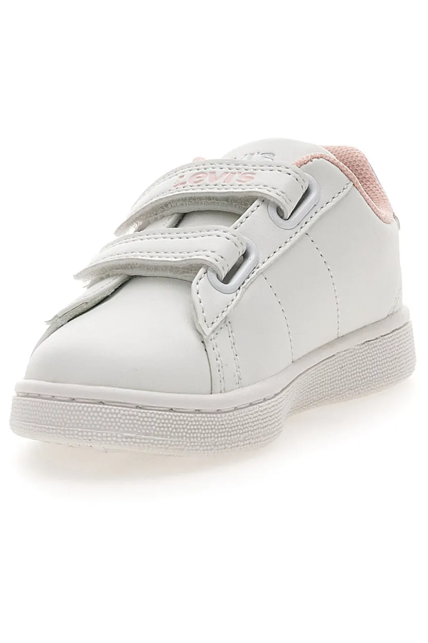 LEVI'S BELL JR MINI – Weiße und rosa Sneakers mit Klettverschluss