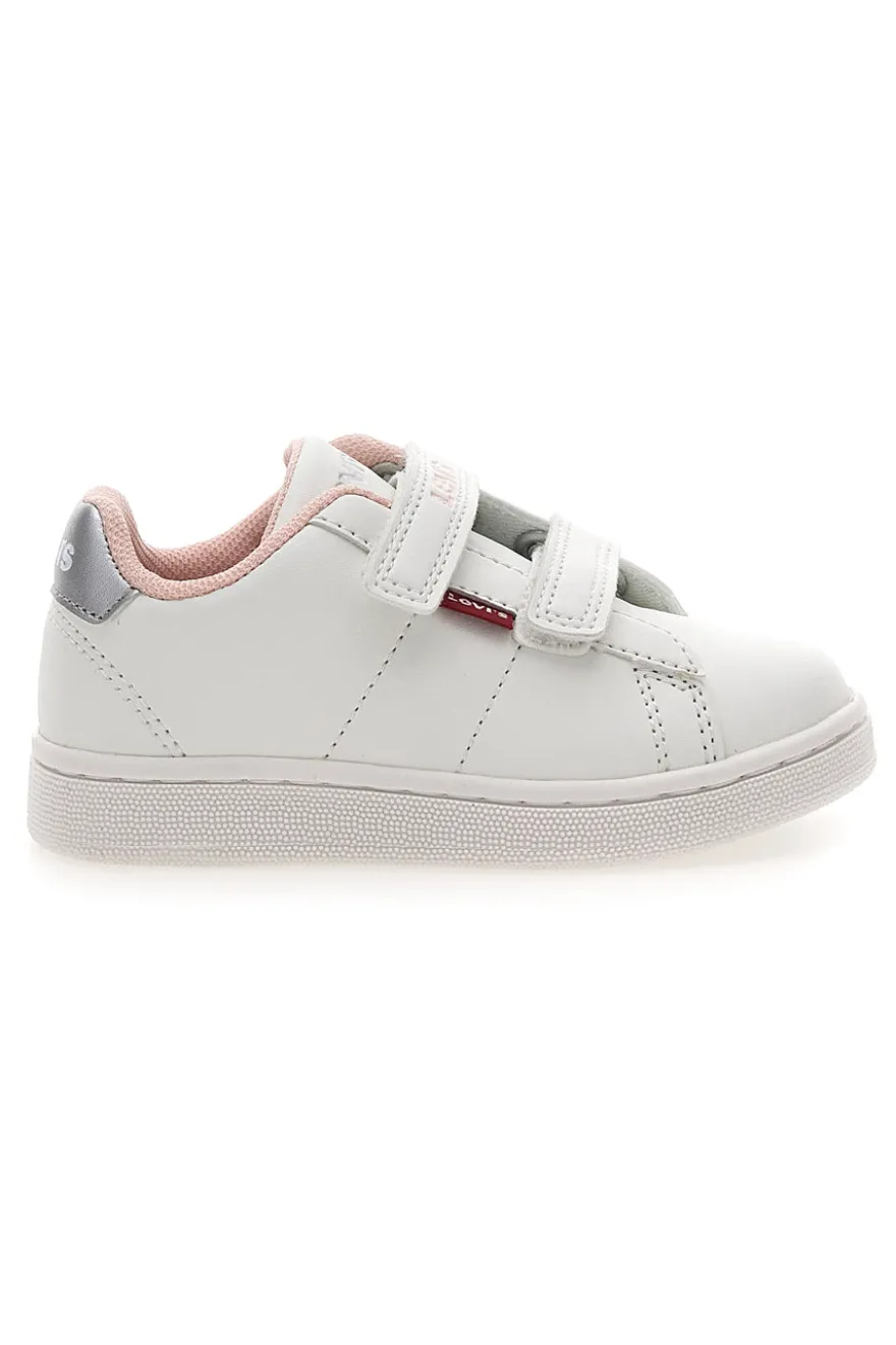 LEVI'S BELL JR MINI – Weiße und rosa Sneakers mit Klettverschluss
