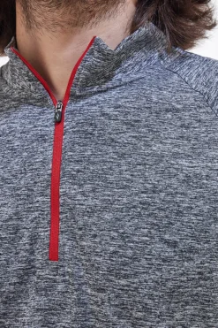 Maglia con Mezza Zip Grigio Melange Skechers Godri Charger Surge
