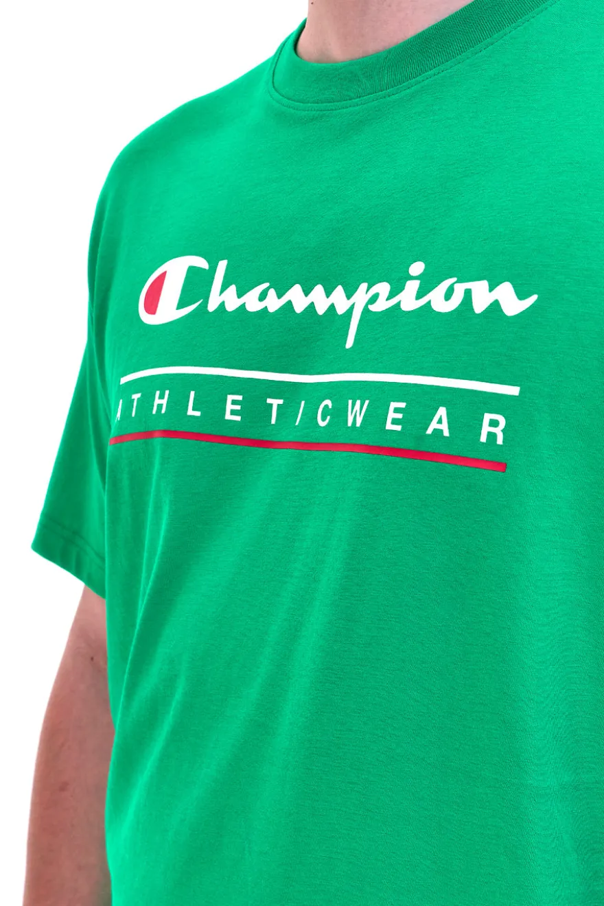 Maglietta a Maniche Corte Verde Con Logo sul petto Champion 220772