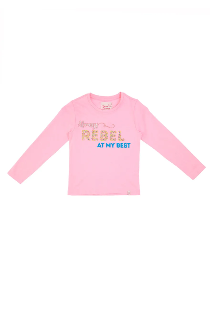 Maglietta a Maniche Lunghe Grazie Mamma 04053 Rosa