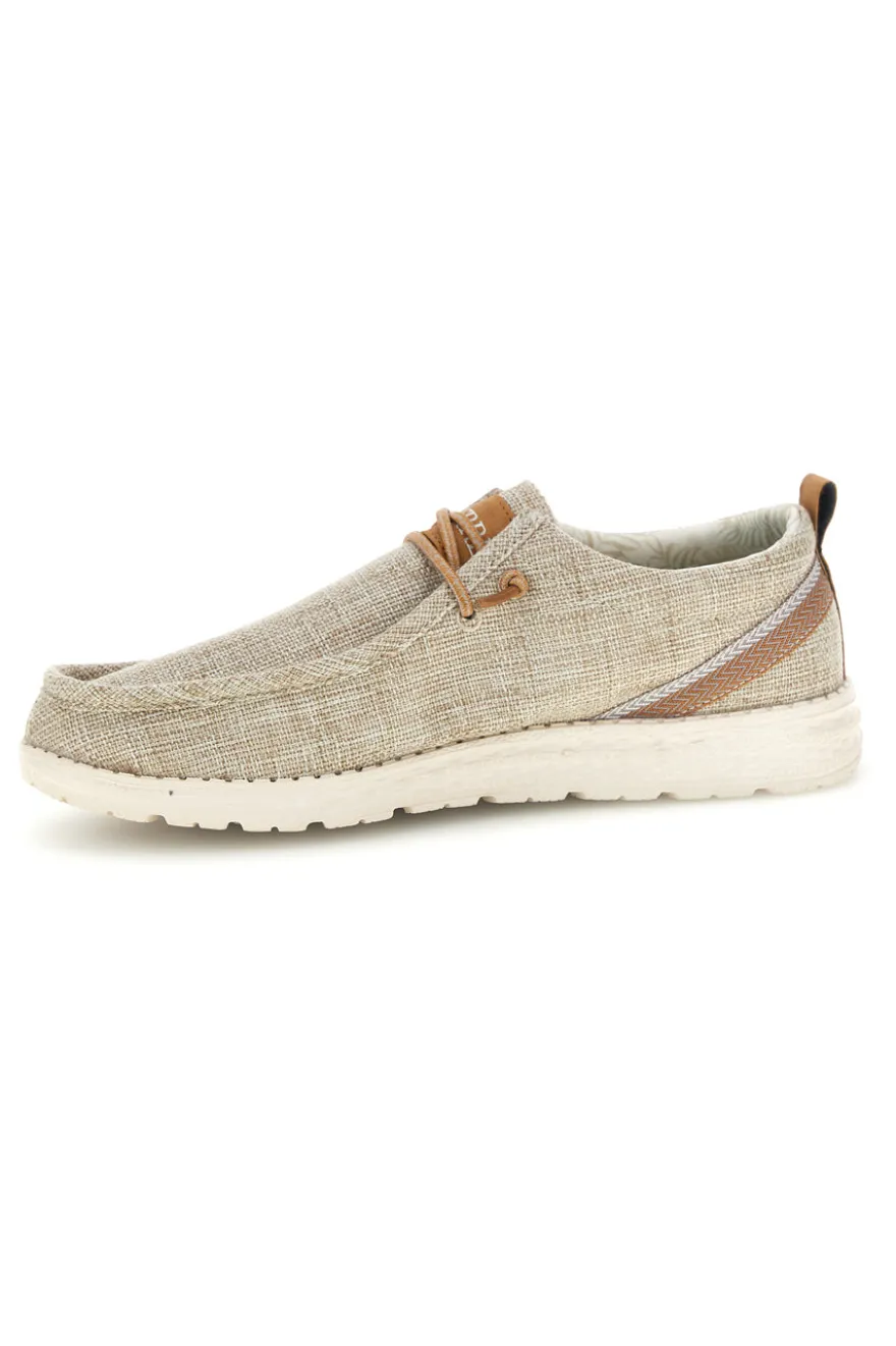 Mocassini beige in tessuto con lacci Ferre FU330