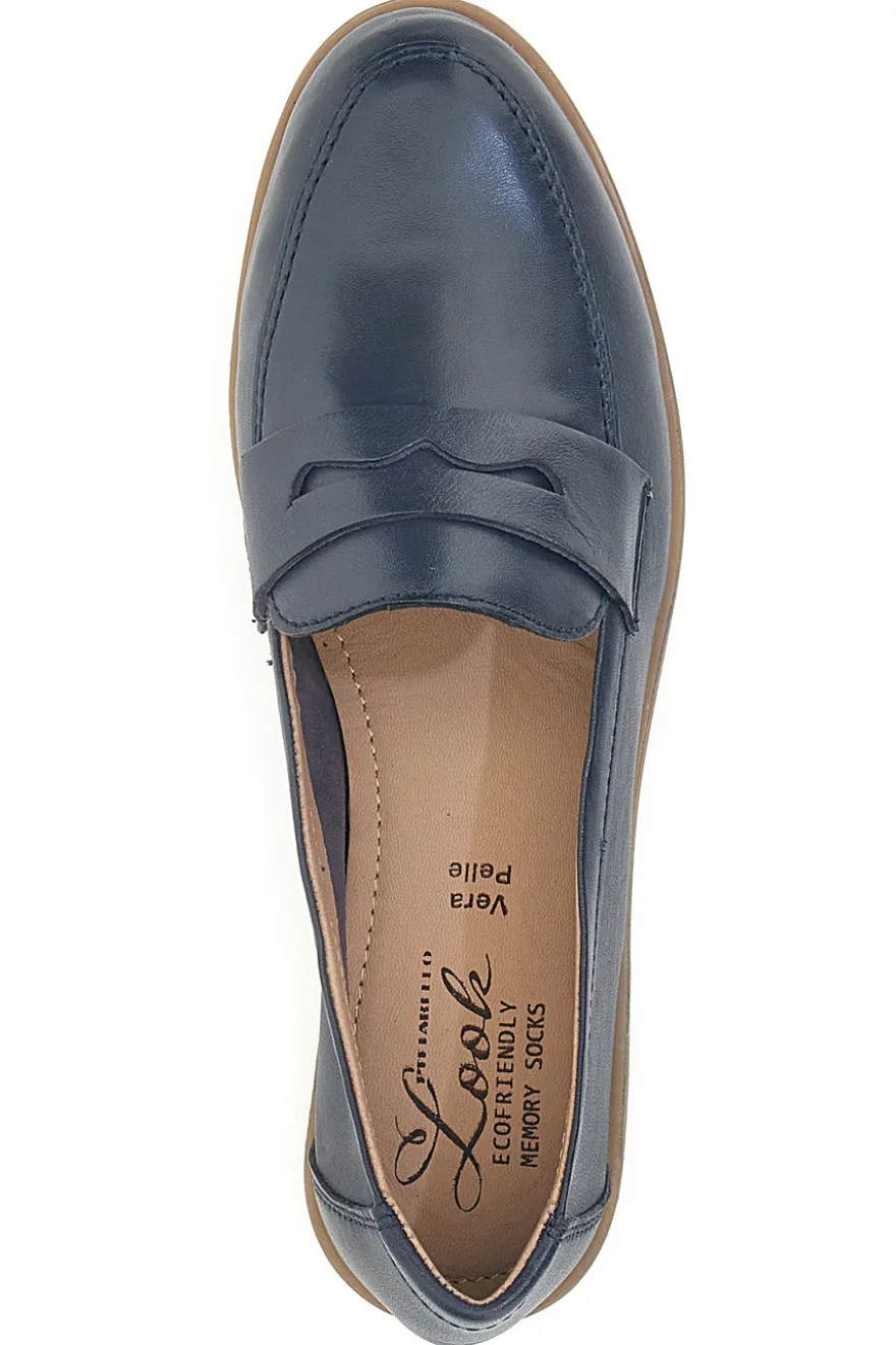 Mocassini Blu Con Bocca di Leone Pittarello Look 02 M