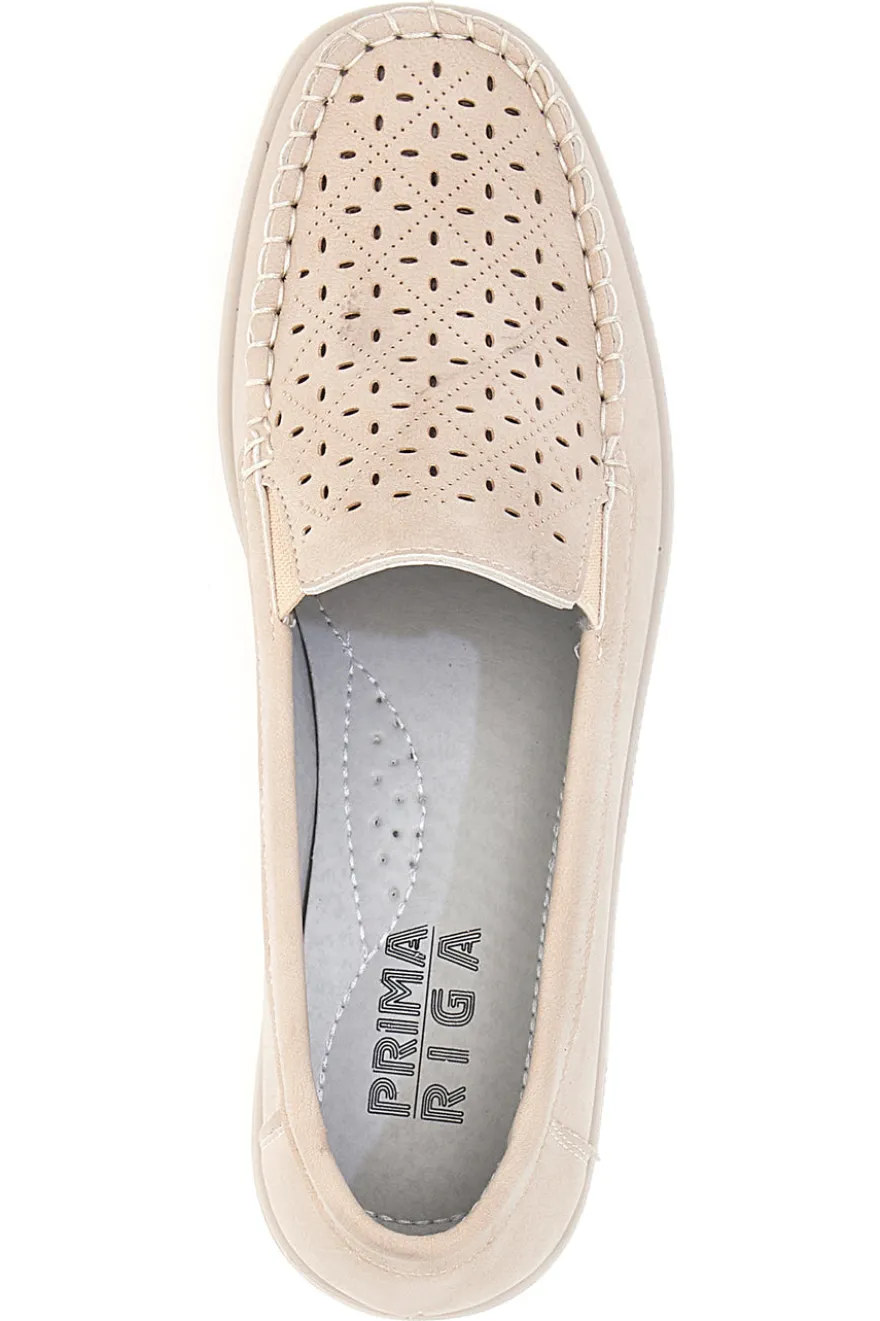 Mocassini con Zeppa Beige Prima Riga 4320