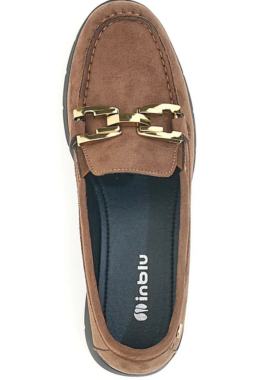 Mocassini Marroni Effetto Suede Con Catenina INBLU IC020042
