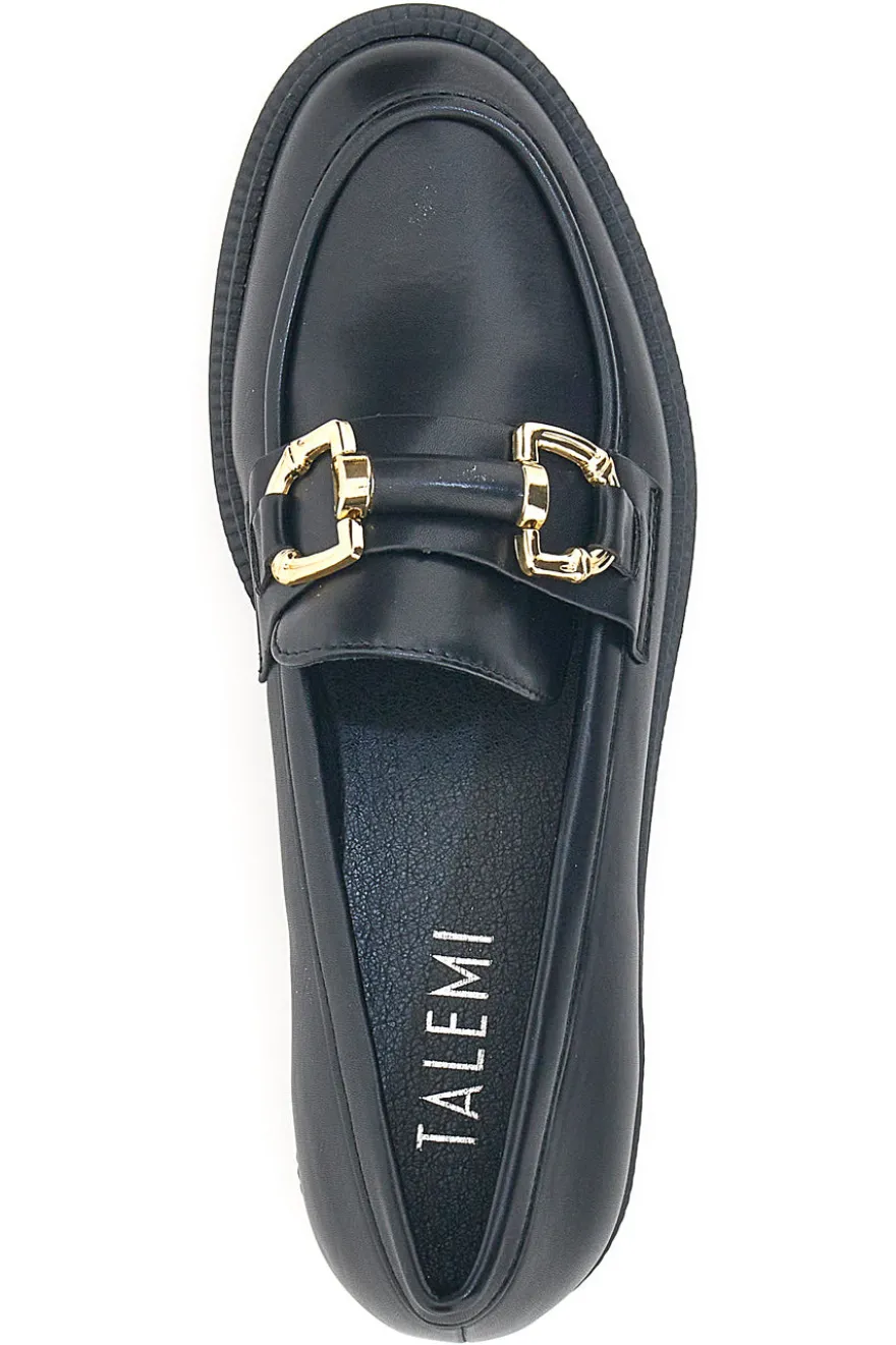 Mocassini Neri con Morsetto Oro Talemi 2402