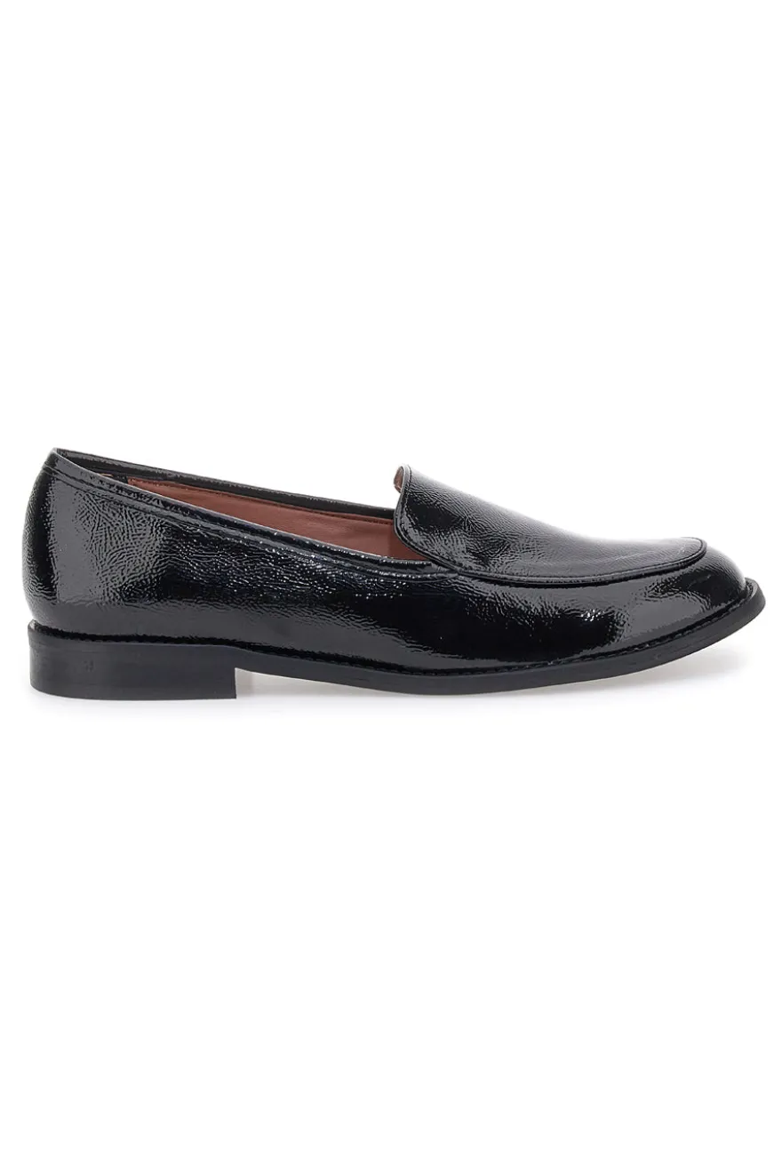 Mocassini neri effetto vernice slip-on Pittarello glam 3659