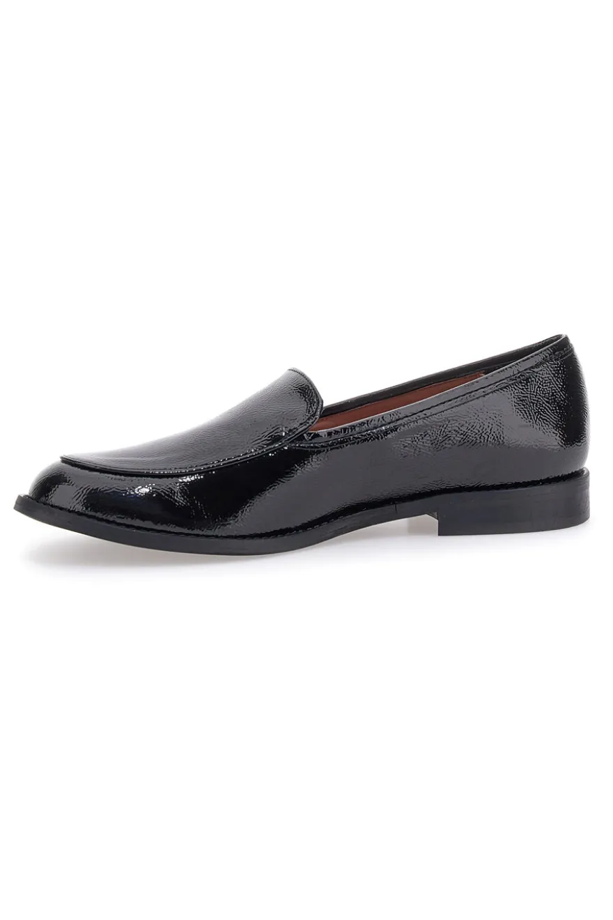Mocassini neri effetto vernice slip-on Pittarello glam 3659