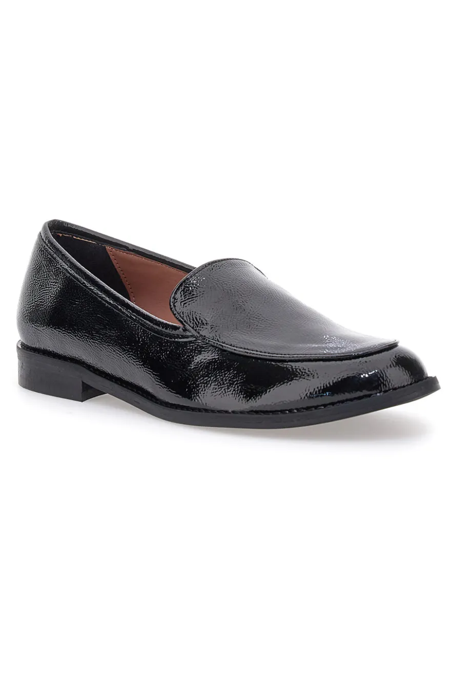 Mocassini neri effetto vernice slip-on Pittarello glam 3659