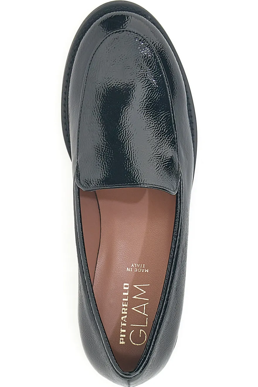 Mocassini neri effetto vernice slip-on Pittarello glam 3659