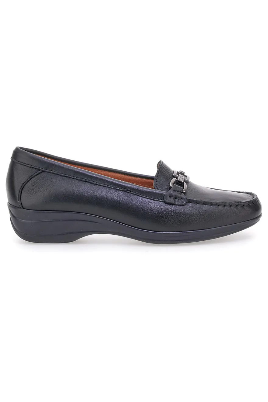 Mocassini neri in vera pelle made in Italy Pittarello Focus 8135