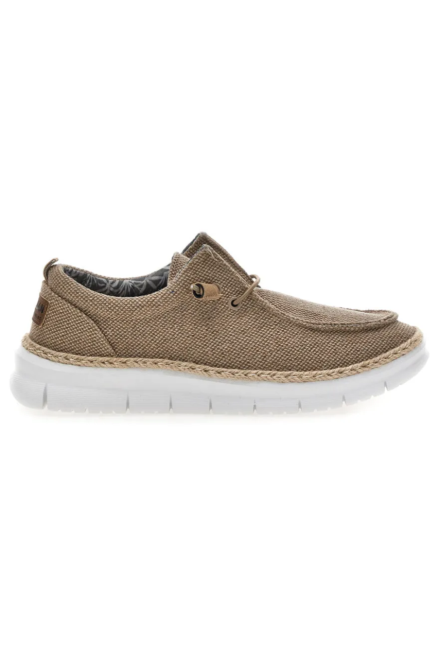 Mocassini taupe in tessuto con lacci Max dillan WALLY BIG CVS
