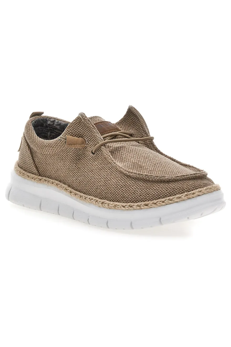 Mocassini taupe in tessuto con lacci Max dillan WALLY BIG CVS