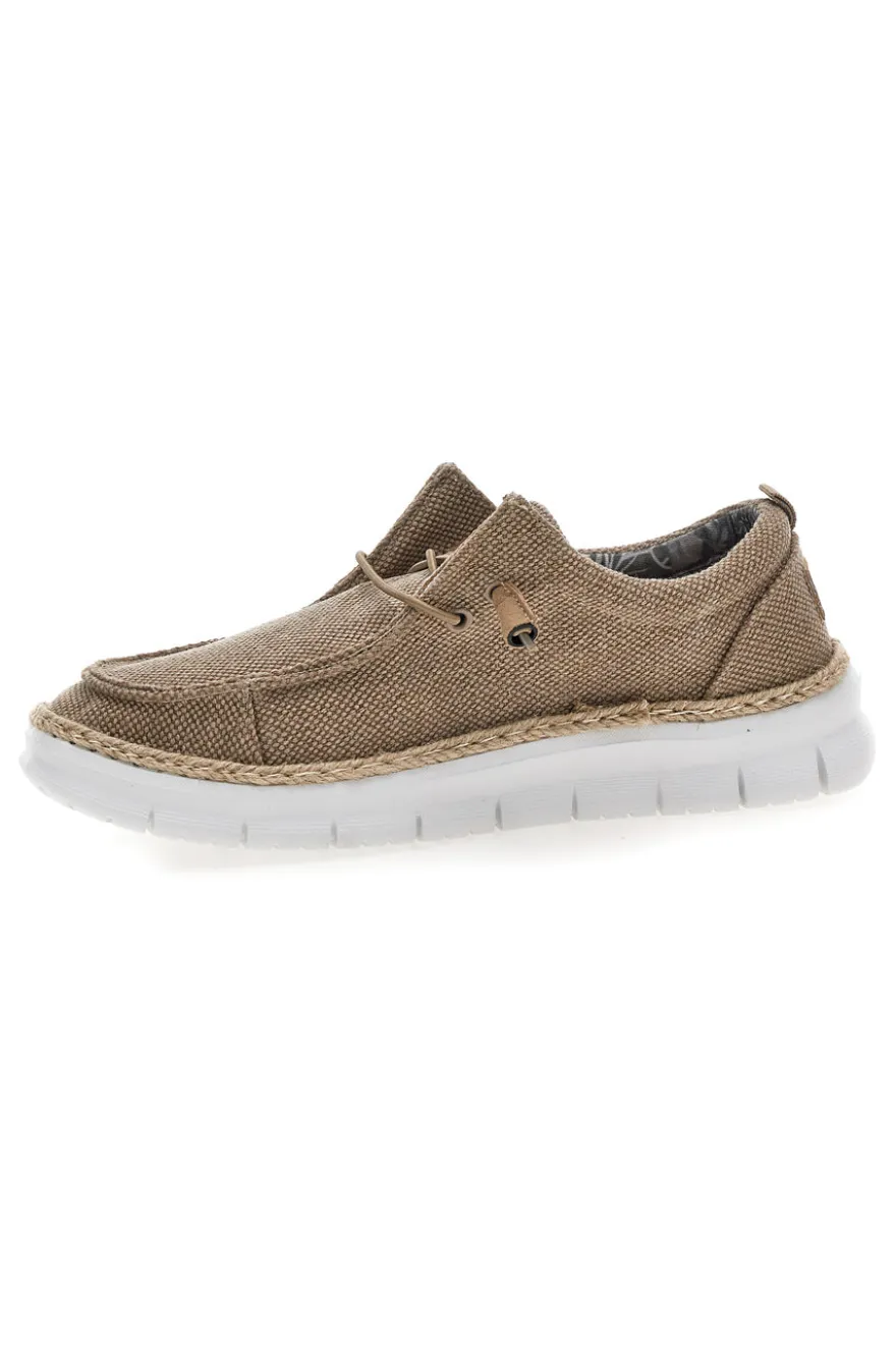 Mocassini taupe in tessuto con lacci Max dillan WALLY BIG CVS