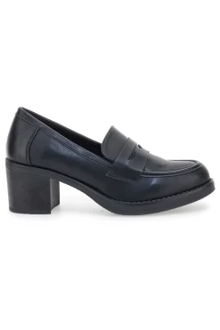 Mocassino nero con tacco a blocco CAFE' COST H6913214