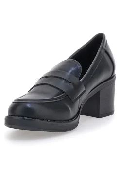 Mocassino nero con tacco a blocco CAFE' COST H6913214