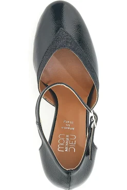 Mon dieu 111 schwarze Tanzschuhe mit Riemchen und Ledersohle