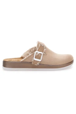 Pantofole nude con pelo interno e suola bianca INBLU 20 ct