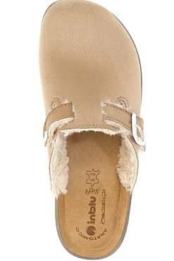 Pantofole nude con pelo interno e suola bianca INBLU 20 ct