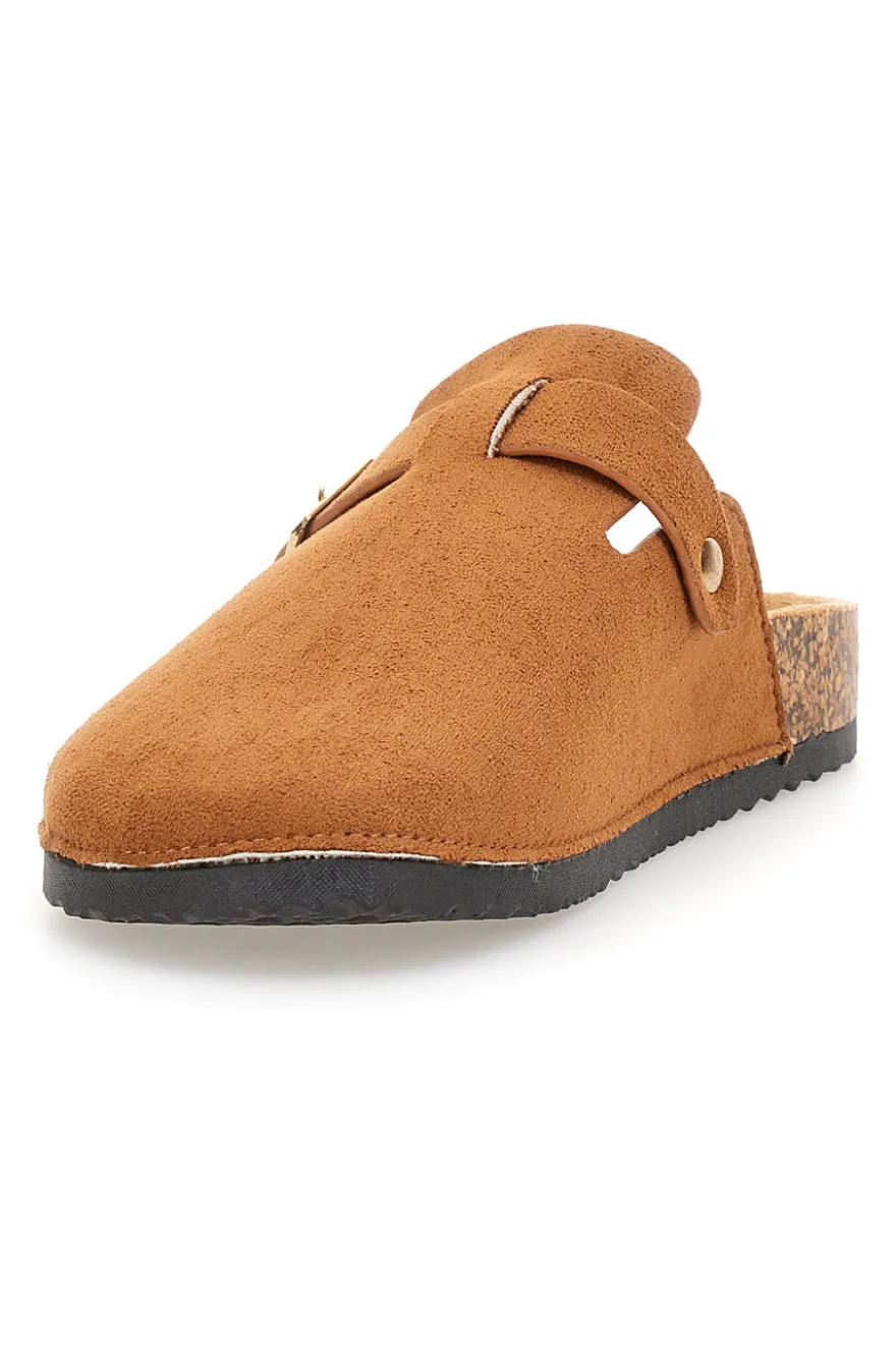 Pantofole sabot tabacco con fibbia Altemberg 1105