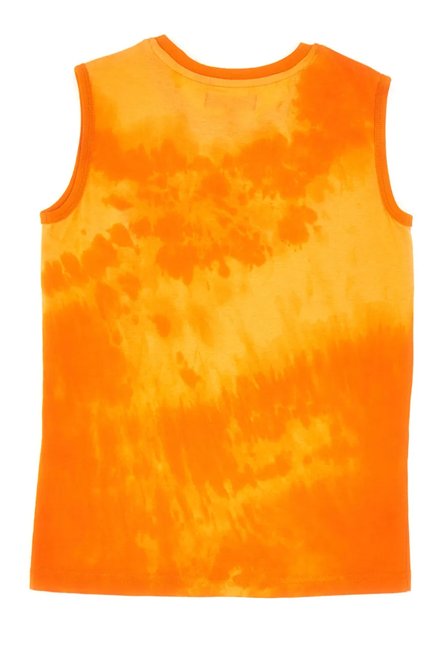 Pitt Kids Orangefarbenes Tanktop mit Tie-Dye-Effekt PT-BT-05037