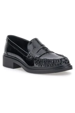 Pittarello BT24321029 Loafer aus schwarzem Lackleder mit niedrigem Absatz