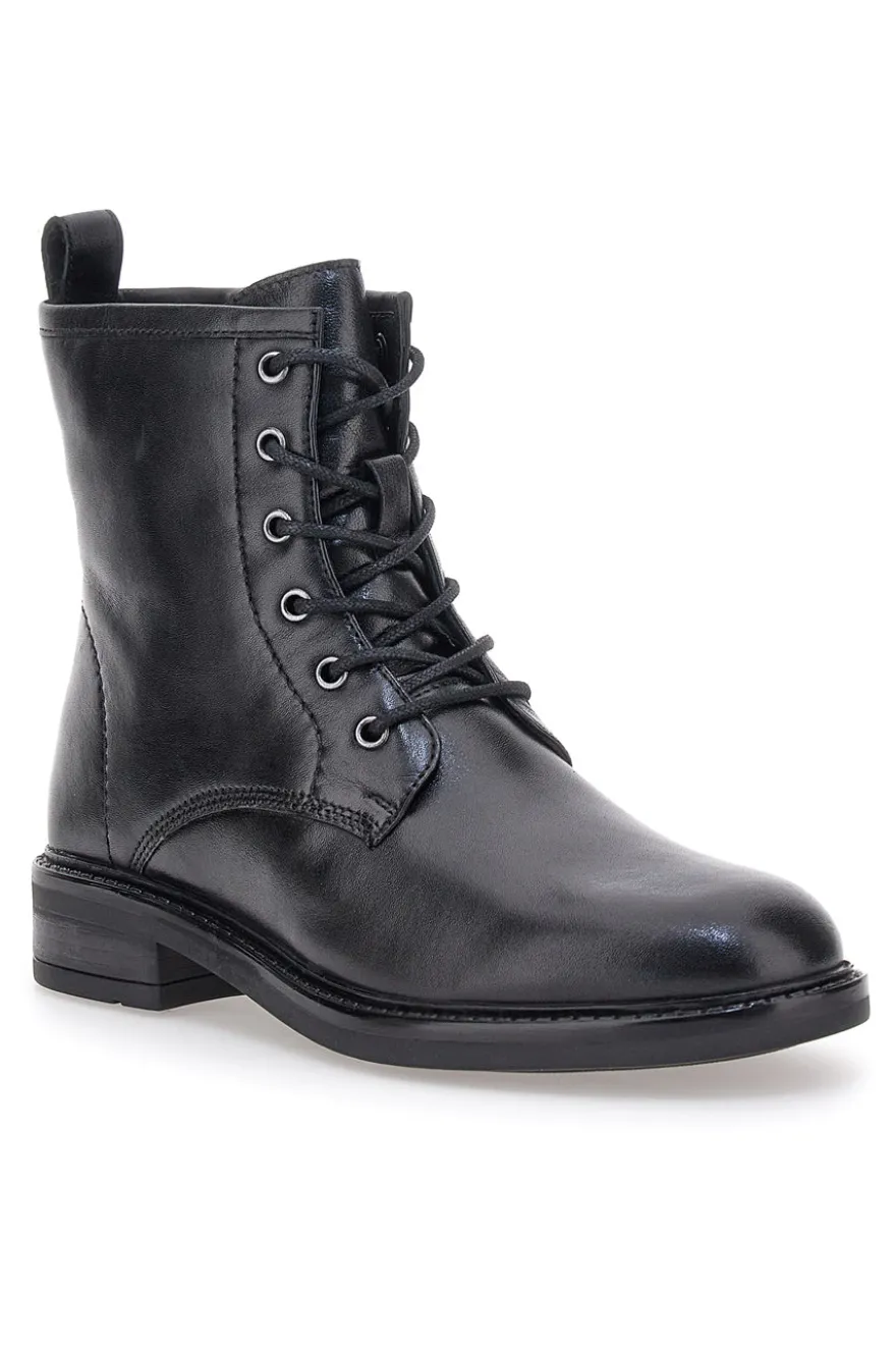 Pittarello Focus KI5242 schwarze Schnürstiefeletten mit seitlichem Reißverschluss