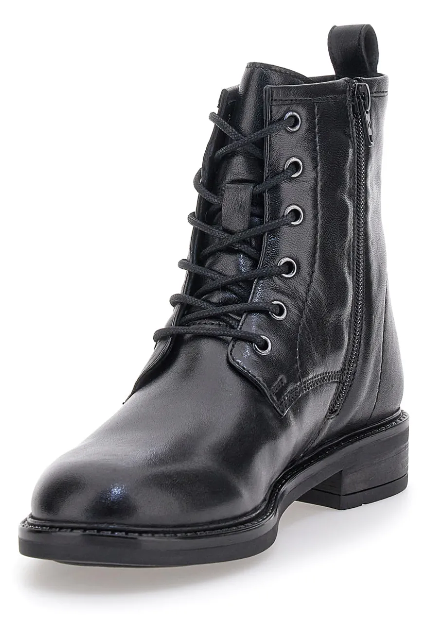 Pittarello Focus KI5242 schwarze Schnürstiefeletten mit seitlichem Reißverschluss