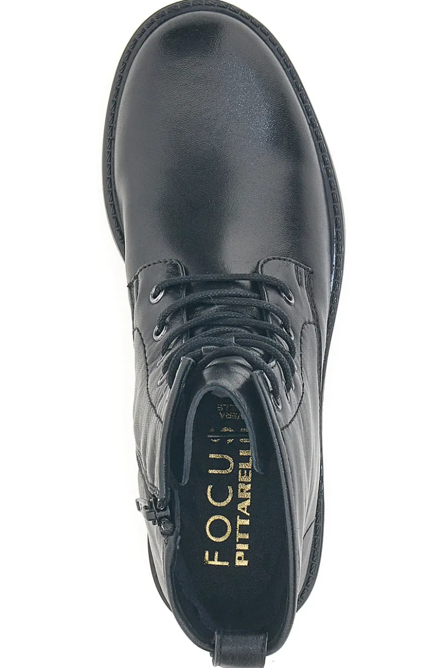 Pittarello Focus KI5242 schwarze Schnürstiefeletten mit seitlichem Reißverschluss