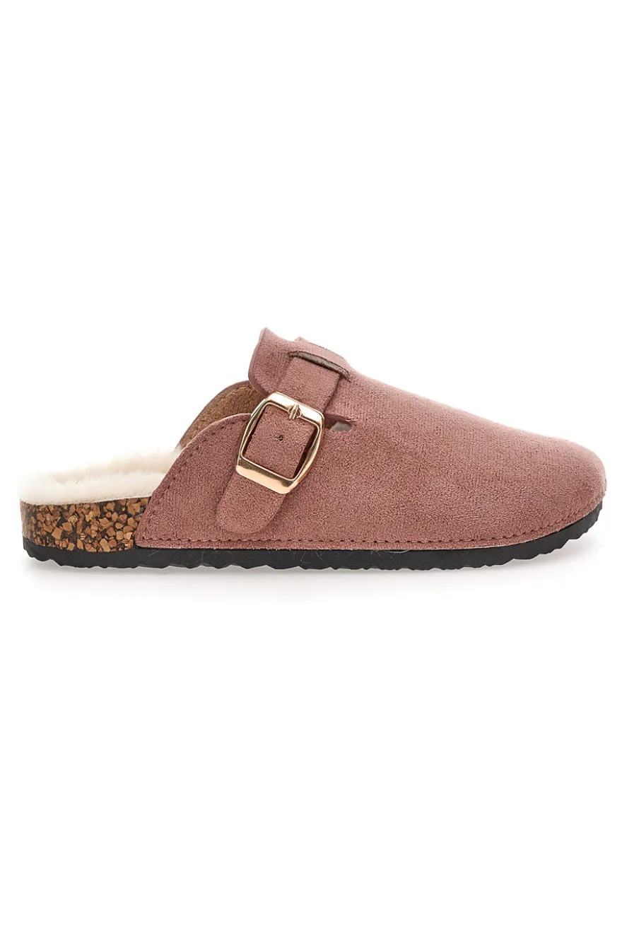 Pittarello Love 1071 Rosa Hausschuhe mit Schnalle und Fellfutter