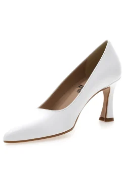 Pittarello Vera 7053 weiße Pumps mit Spool-Absatz