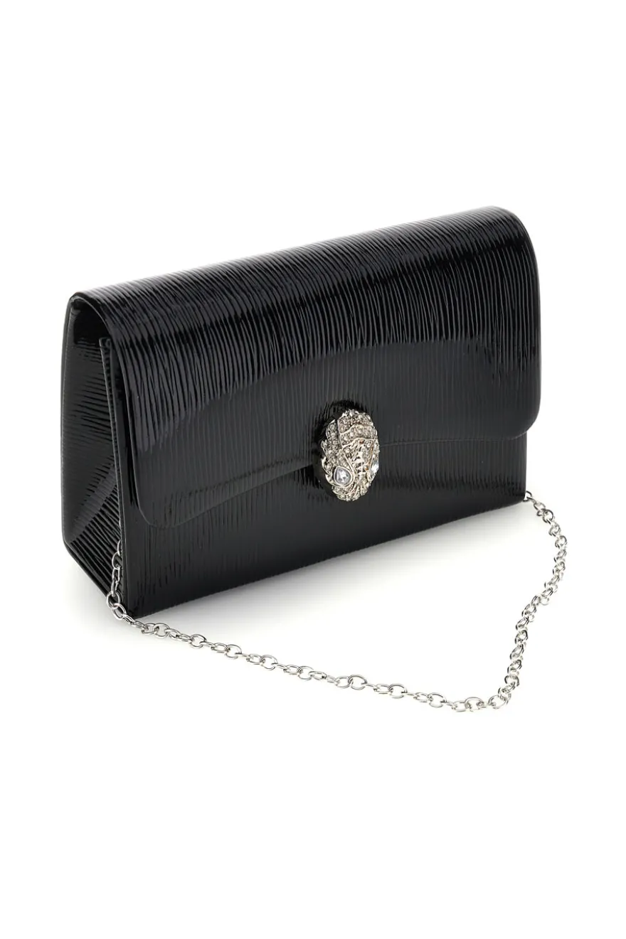 Pochette nera con fibbia gioiello Nbg SERA/3512