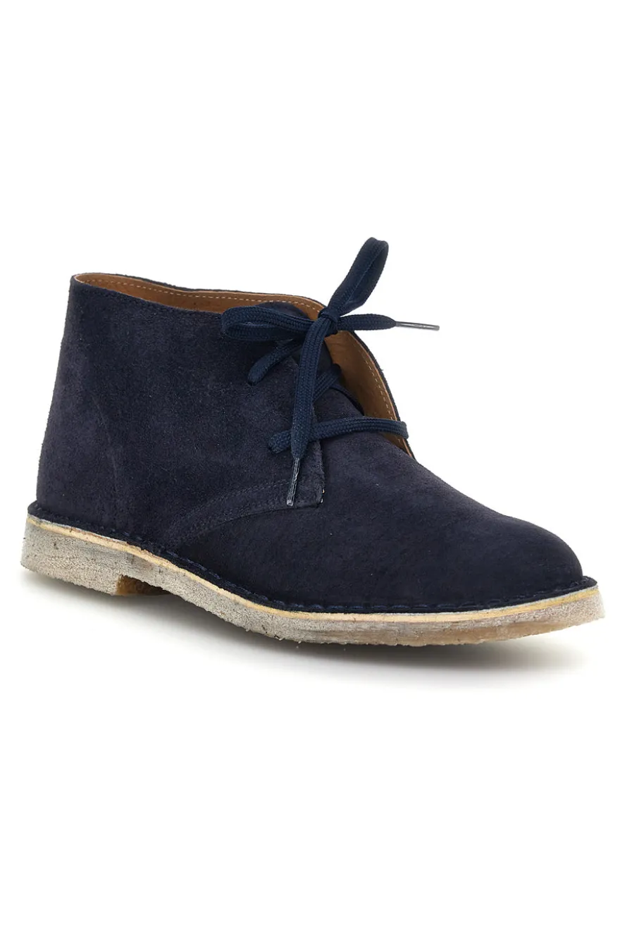 Polacchini blu in pelle stringati Ptr 2902