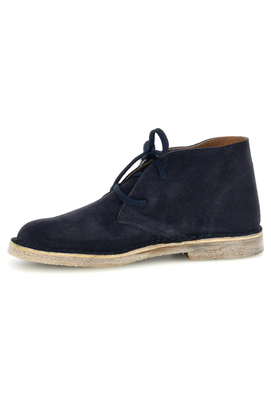 Polacchini blu in pelle stringati Ptr 2902