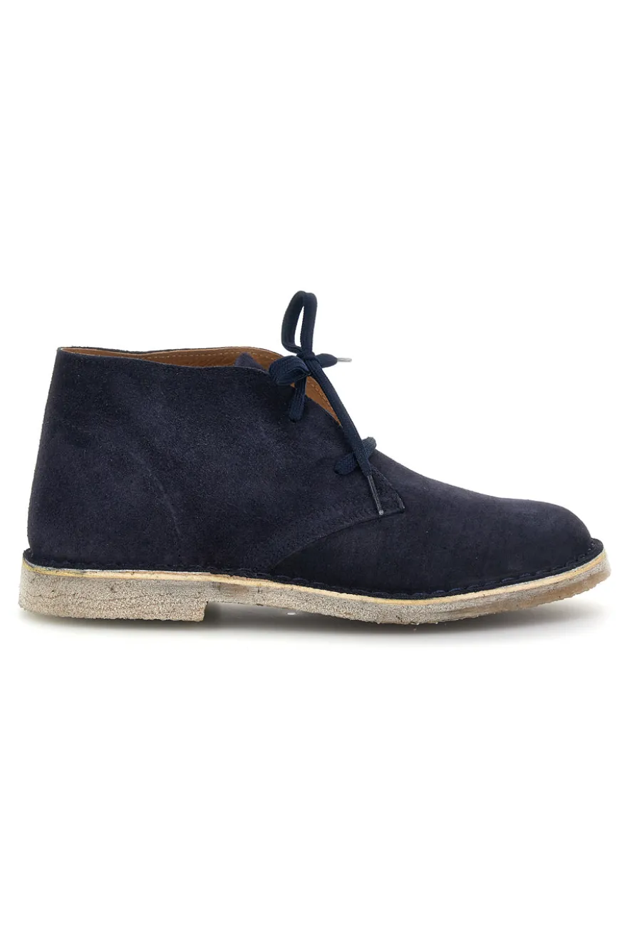 Polacchini blu in pelle stringati Ptr 2902