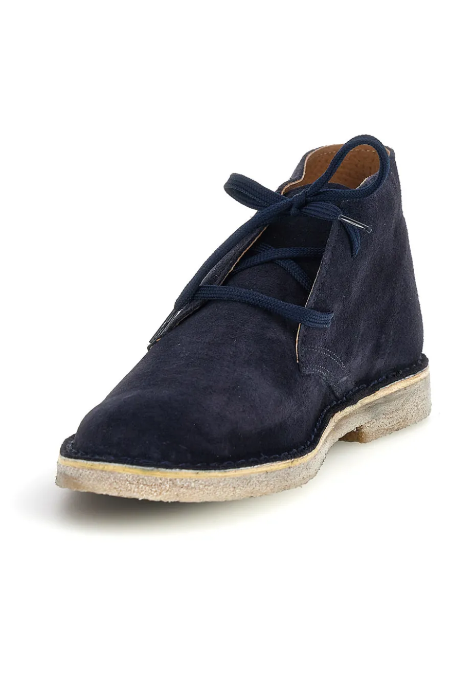 Polacchini blu in pelle stringati Ptr 2902
