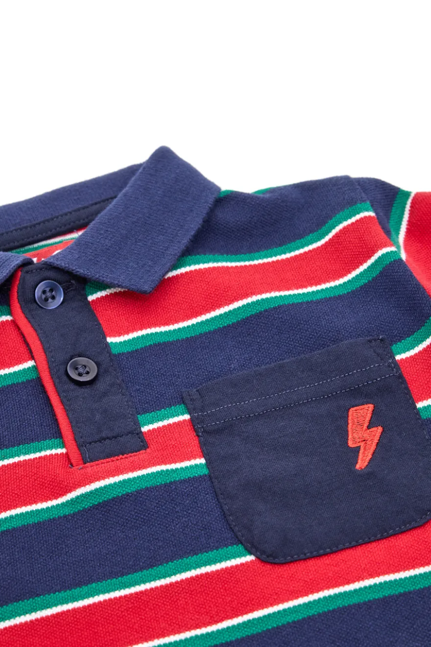 Polo a Maniche Lunghe a Righe Blu e Rosse PITT KIDS 6030